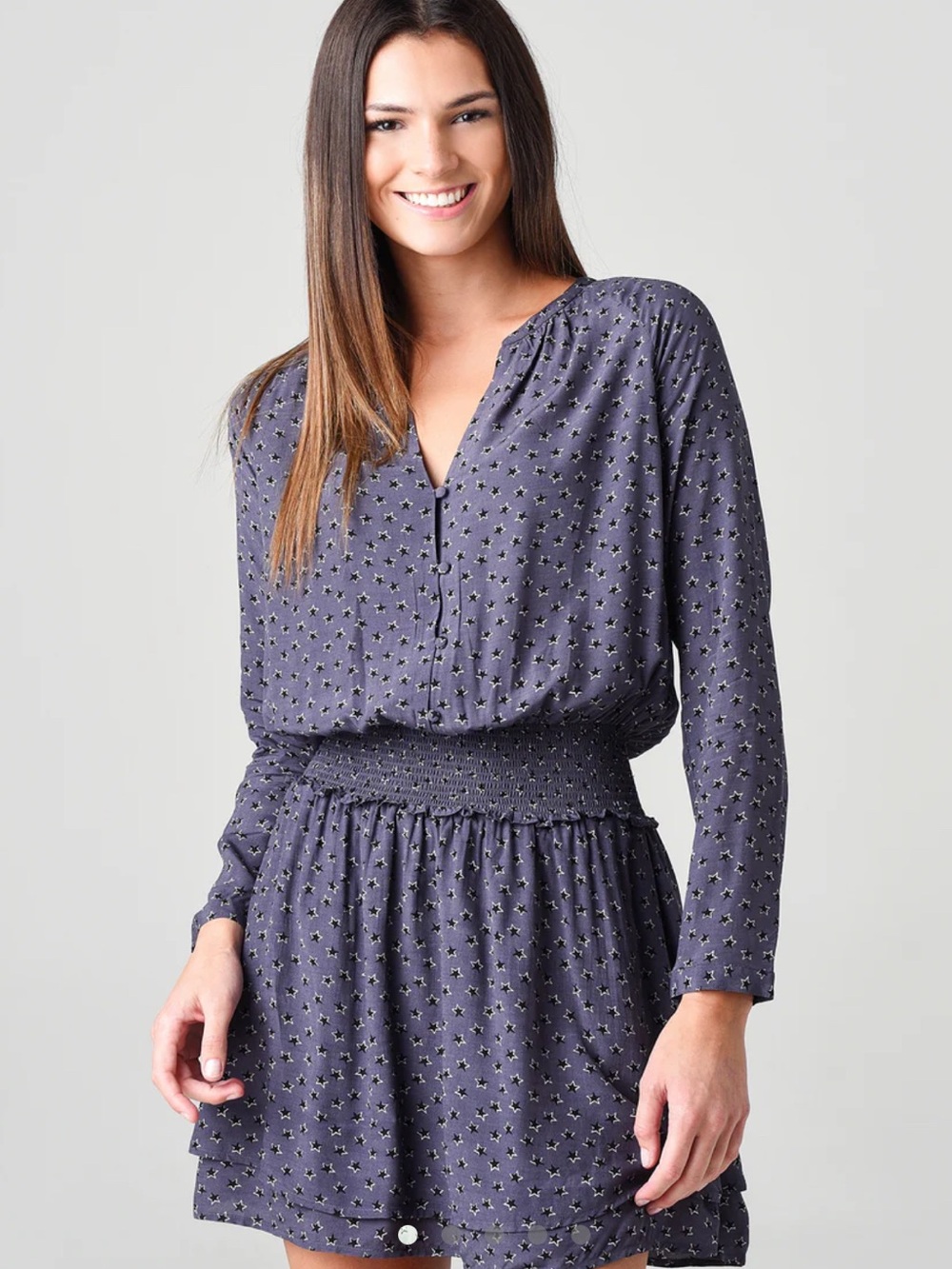 RAILS Jasmine Midnight Stars Mini Dress with Smocked Waist. Size S